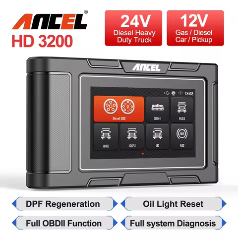 All System Heavy Duty Truck Scanner ANCEL HD3200 for ISUZU HINO UD FUSO OBD2 DPF Regen Oil Reset Dia