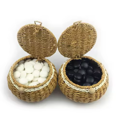 Weiqi Go Chess Game, 361Pcs Diameter 22mm Plastic Table Board Game, Plastic or Grass Vine Jar Chess 