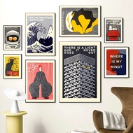 Music Cats Kanagawa David Bowie Original Smith Poster Print Wall Pictures Wall Art Canvas Painting N
