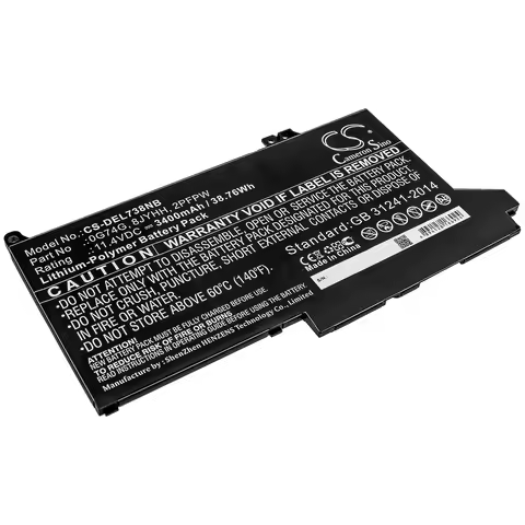 Li-Polymer Notebook, Laptop Battery for DELL, 11.4V, 3400mAh, Compatible Models: Latitude 12 5300, L