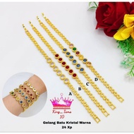 Chain Bracelet 6-Piece Round CrystalWanita with 24k Gold Plating
