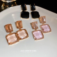 1 Pair Crystal Transparent Square Earrings Exaggerate Atmosphere Fashion Simple Individualized New E