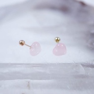 轉珠 粉晶鎖珠 粉水晶 14K 黃K金　玫瑰金 鎖珠耳環 純K金耳環