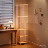 . Solid wood integrated mobile side table360Bookcase, desk, home-use rotating bookshelf, floor-stand