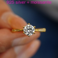 S925 Silver Moissanite Ring Female Wedding Ring Six-Claw Ring Ring 6.5mm Round 1ct One Carat Moissan