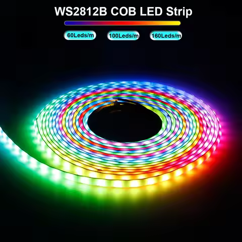 WS2812B Individually Addressable COB LED Strip 60 100 160Led/M High Density Flexible 5mm/10mm WS2812
