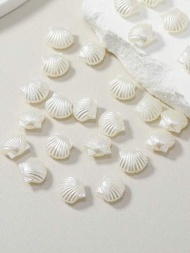 30入組塑料模造珍珠貝殼和扇貝形狀的珠子,適用於項鍊,手鏈裝飾,婚禮diy珠寶配件