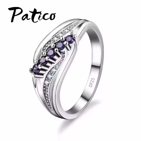 Luxuriant Bohemia Style Attractive Design Jewelry Purple AAA Crystal Genuine 925 Sterling Silver Rin