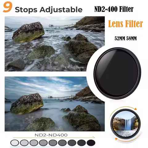 Dynamic ND2 to ND400 Filter 67MM 58MM Slim Fader Variable ND Lens Filter Easy to Variable Adjustable