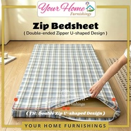 YH Single Zip Fitted (Double Zip U Type) Single Zipper Bedsheet 单人拉链床单 Sarung Tilam Single Berzip