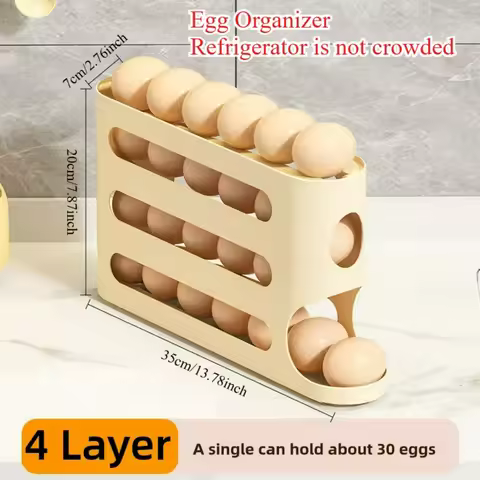 4-layer Egg Holders Refrigerator Automatic Roll-Out Fresh Egg Storage Device Household Refrigerator 