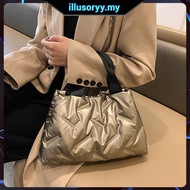 [illusoryy.my] Women Quilted Hobo Handbag Large Capacity Puffer Handbag Top Handle Bag Female Winter