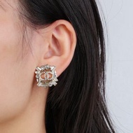 Chanel outlet earrings雙C 鑲鑽方形耳環