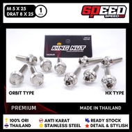 Bolt M 5 x 25 Thread 8 x 25 HX Orbit Premium King Nut Stainless Probolt Thailand