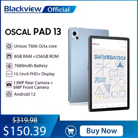 Blackview Pad 13 Tablet 8GB+256GB 10.1" FHD+ Display 7680 mAh Android 12 Widevine L1 Unisoc T616 Tab