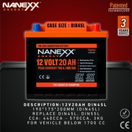 12V 20AH DIN45L (MIN 440CCA) NANEXX HIGH PERFORMANCE BATTERY