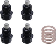 FarBoat 4 Pack M14x1.25 Magnetic Oil Drain Plug, Aluminum Alloy Engine Oil Pan Drain Plug with Crush