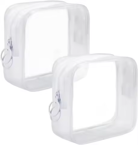 Clear Makeup Bags, Waterproof Toiletry Bag with Zipper, PVC Cosmetic Pouch Case for Vacation Airport