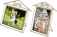 Fabulaxe Set of 2 Small Gold Metal Floating Picture Frames One Horizontal 7x9-inch Frame for 4x6 Pho