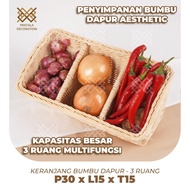 MERAH PRATALA 3-COMPANY RATTAN KITCHEN SPICE RACK AESTHETIC RED AND WHITE ONION RACK P30 X W15 X H15
