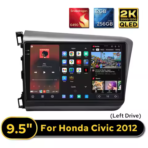 JOYING 9.5"Ultra 2K Car Stereo Radio Head Unit for Honda Civic 2012 2000x1200 12GB RAM 256GB ROM And