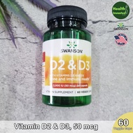 <Swanson> Vitamin D2 & D3 2000 IU (50 mcg) 60 Veggie Caps วิตามินดี อาหารเสริมสำหรับกระดูก