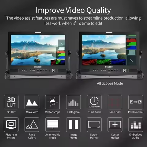SEETEC ATEM173S 17.3 Inch Full HD IPS Monitor 3G-SDI HDMI Broadcast-Grade Live Monitoring for Multi-