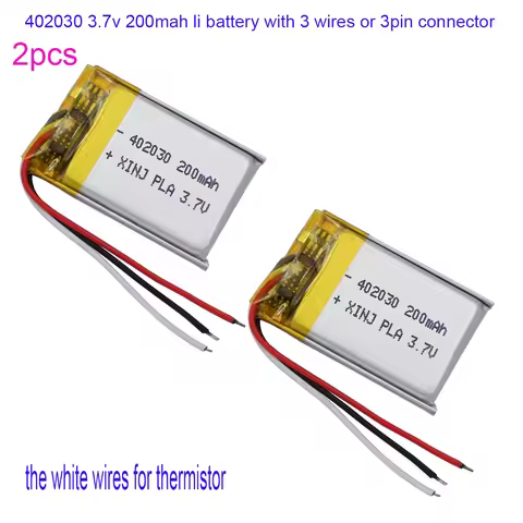 3.7V 200mAh 0.74Wh Li-Polymer Replacement Lipo Rechargeable Battery 402030 JST 3Pin NTC Thermistor 3