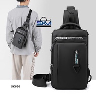 SKM Men’s Anti-Theft Waterproof Cross Bag With USB Messenger Chest Sling Bag For Man Beg Silang Lela