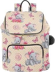 Cute Elephants Cream Lightweight Travel Backpack for Women 15L Woman Medium Backpack Purse