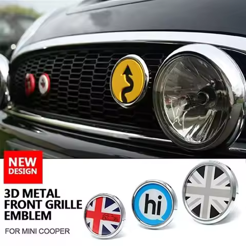 Metal 3D Front Grill Emblem Stickers Badge For MINI Cooper JCW S One Countryman ForR60 R61 F55 F56 F