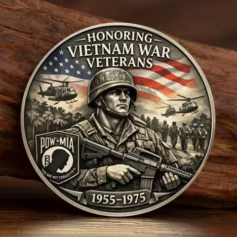 1955-1975 Honoring Vietnam War Veterans Silvery Plated Souvenir Coin POW.MIA A Tribute To Courage an