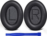 SoloWIT® Replacement Earpads Cushions for Bose QuietComfort 35 (QC35) &amp; Quiet Comfort 35 II (QC35 ii) Headphones, Ear Pads with Softer Leather, Noise Isolation Foam, Added Thickness (Black)