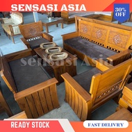 KERUSI KAYU JATI MINIMALIS SOFA KAYU JATI MINIMALIS SOFA SET JATI