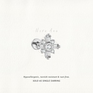 Nora Ana Baguette Sunburst Threaded Stud Flatback Earring Titanium ASTM-F136 Surgical Implant Grade