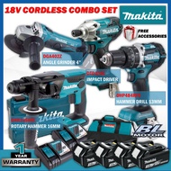 🔥5.5 PROMO🔥 MAKITA 18V Cordless Combo Set ( DHP484RFE Hammer Drill / DHR165RFE Rotary Hammer / DGA402Z / DTD156Z )