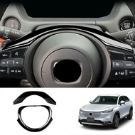 2Pcs for Honda Vezel HR-V HRV 2021 2022 Interior Car Steering Wheel Panel Cover Trim Decoration Frame