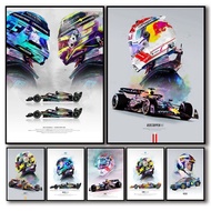 2023 Watercolor Formula One Grand Prix Racing Driver Poster Aesthetic F1 Racer Helmet Motorsport Can