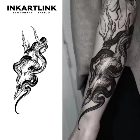 Snake temporary tattoo sticker, waterproof magic tattoo, lasts to 15 days fake tattoo, semi permanen