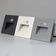 Induction Motion Sensor LED Stair Lights Outdoor Step Night Light Footlight PIR Recessed Wall Lamp E