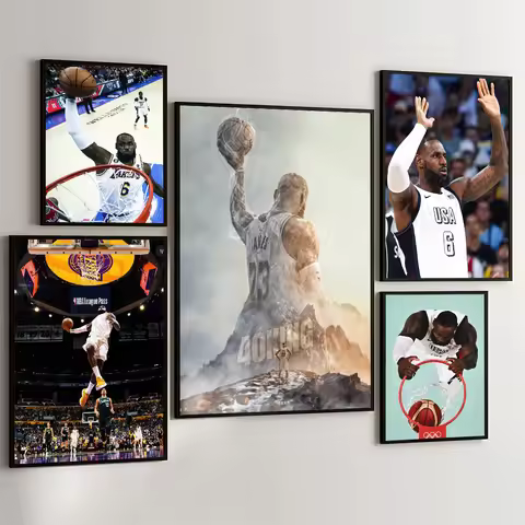 1PC LeBron James Poster Movie Sticky Posters Retro Kraft Paper Sticker DIY Room Bar Cafe Aesthetic A