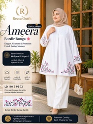 KEMEJA TUNIK JUMBO WANITA KATUN IMPORT JUMBO LD 120 130 BORDIR IMPORT/ATASAN WANITA BORDIR WHITE SE