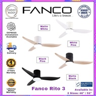 🛠️EXPRESS INSTALLATION AVAILABLE🛠️ Fanco Rito 3 DC Ceiling Fan with 24W LED Light and Remote [46/52 Inch]