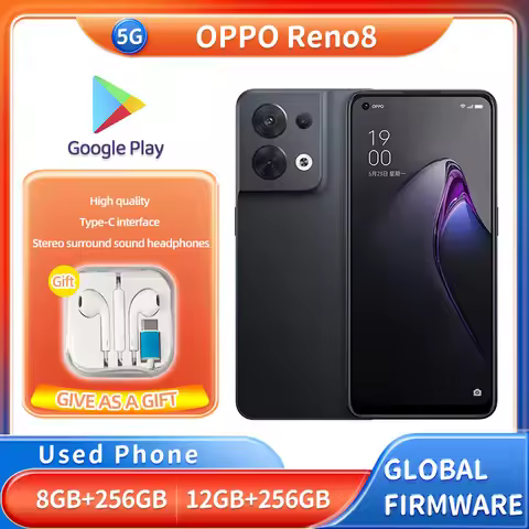 Oppo Reno8 5G 256GB ROM Smartphone Android Screen 6.43inches 2400x1080px 4500mAh Used Phone