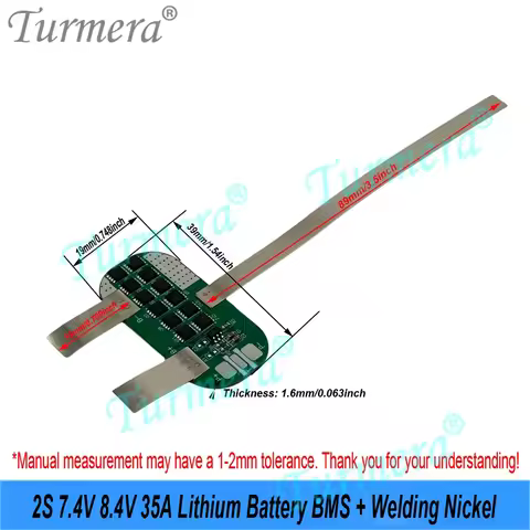 2S 7.4V 8.4V 35A 21700 Battery BMS 10MOS Protect Board with Weld Nickel for DIY 8.4V Violent Turbo J