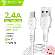 BAVIN cb221 2.4A 1Meter Fast Charging Cable flexible Cable Wire for Android Micro ip Type-C