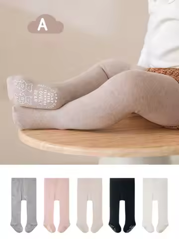 2026 Spring Cotton Kids Baby Pantyhose 0-6T Solid Girls Stretchy Leggings for Outerwear Non-slip Chi