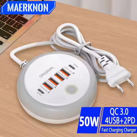 Multi Ports PD Type C Fast Charging Wall Charger 50W USB Charger USB Hub For Samsung iPhone Xiaomi E