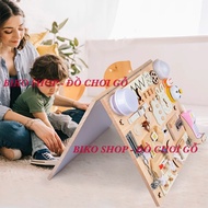 Busy Board wooden 2-sided Busy Board toy for children - bikoshop