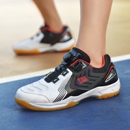 Ready Stock Rotating Buckle Badminton Shoes Couple Badminton Shoes Anti-Slip Tennis Shoes Training Shoes Running Shoes Table Tennis Shoes Anti-Slip Badminton Shoes Professional Running Shoes Tennis Shoes Low-Top Large Size Shoes Volley
